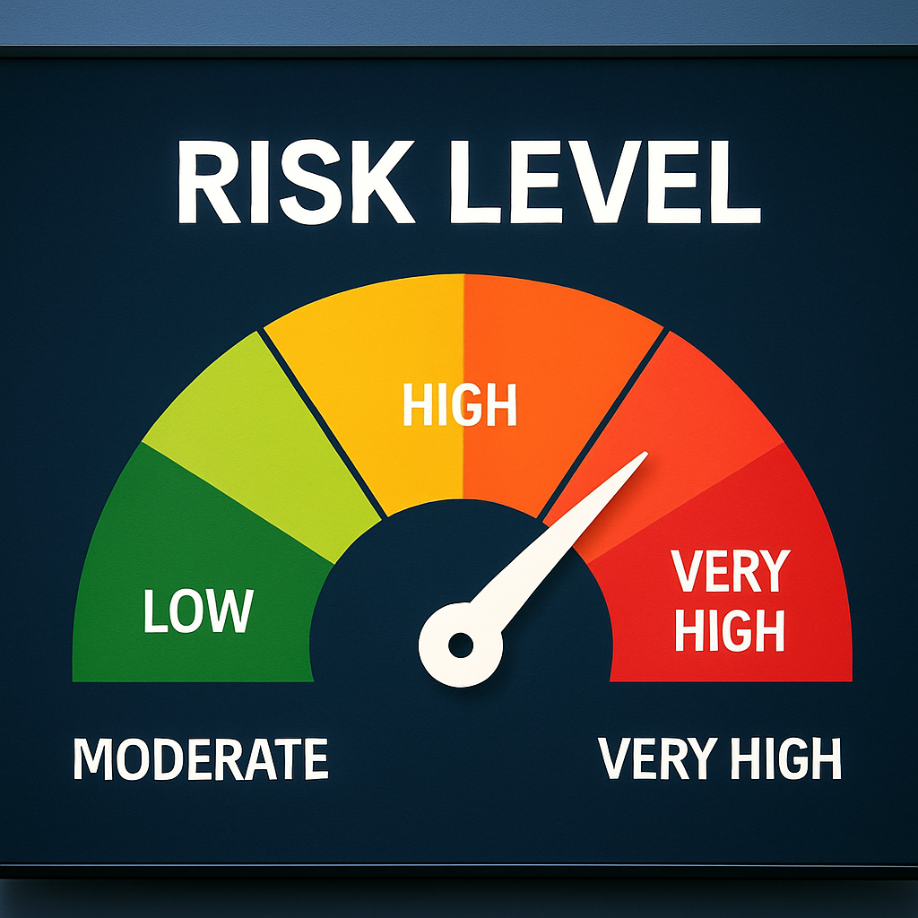A screen with risklevel assessment on it